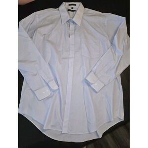 Adolfo Mens Tall Man Dress Shirt Light Blue Long Sleeve Button Down 18.5 36/37